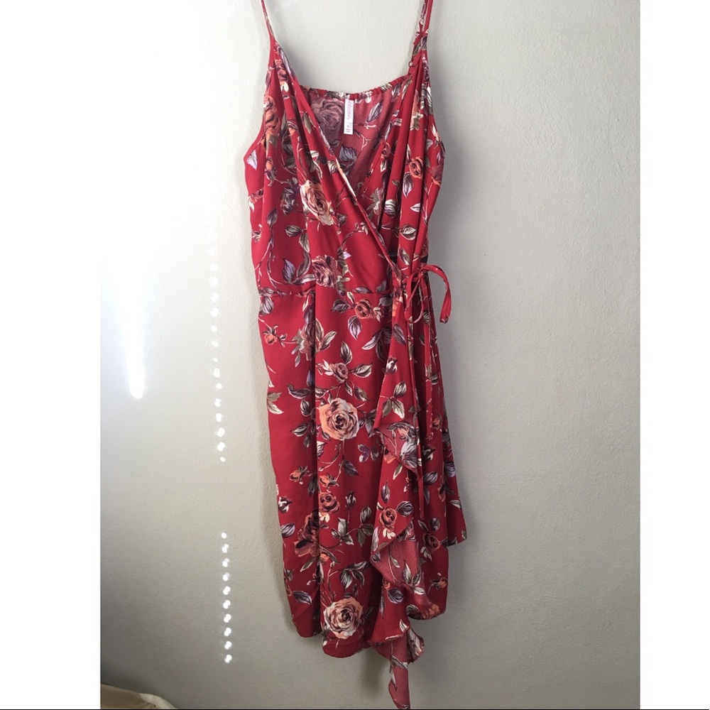 Red wrap dress